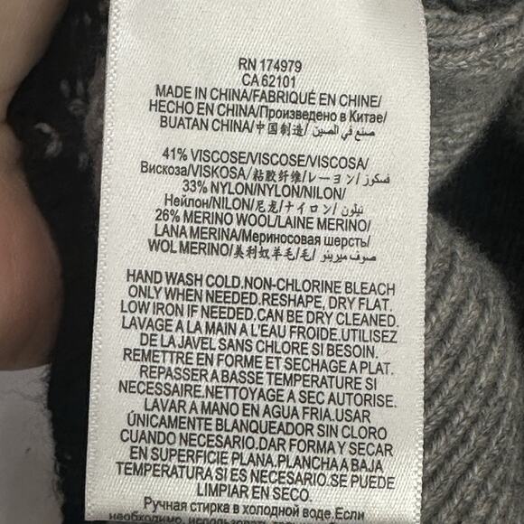 BCBGMaxazria Mock Neck Sweater XS Gray Popcorn Stitch Merino Wool Blend NWOT - Picture 6 of 10